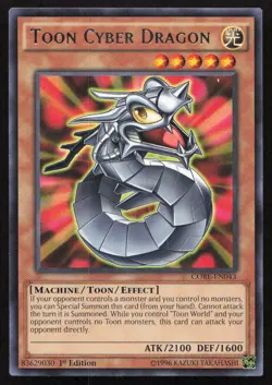 Yu-Gi-Oh TCG #CORE-EN043 Toon Cyber Dragon 1st Edition Rare LP - Image 1