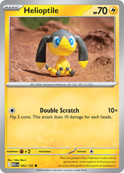 🔥 HELIOPTILE 052/132 COMMON MEGA EVOLUTION POKEMON NM/M MORII 🔥 - Image 1