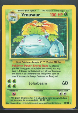 1999 Pokemon TCG Base Set Venusaur 15/102 Holo Rare English Unlimited WOTC - Image 1