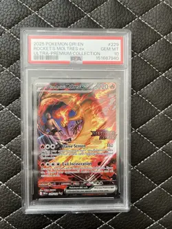 Team Rocket's Moltres ex PSA 10 2025 Destined Rivals Stamped Holo 229/182 - Image 1