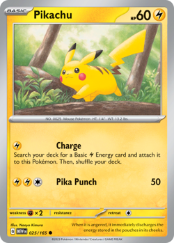 🔥 PIKACHU 025/165 COMMON 151 POKEMON NM/M KIMURA 🔥 - Image 1