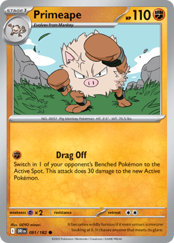🔥 PRIMEAPE 091/182 COMMON DESTINED RIVALS POKEMON NM/M MINORI 🔥 - Image 1