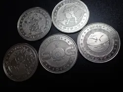 Pokemon Card Meiji Promo Battle Coin Silver x5 Raichu Magneton etc #5690 PLAY - Image 3