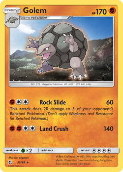 🔥 GOLEM 35/68 RARE HIDDEN FATES POKEMON NM/M SUGIMORI 🔥 - Image 1