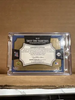 JUSTIN VERLANDER 2005 UD SWEET SPOT PROSPECT RC ROOKIE LEATHER GLOVE RED AUTO /5 - Image 2