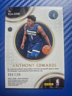 Anthony Edwards RC 2020-21 Select Rookie Jersey Autograph #RJA-EDW #9/199 RPA! - Image 2