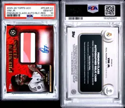2025-26 Topps UCC Vini Jr Premium Class Match Worn Patch Auto Red /5 PSA 10 - Image 3