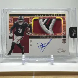 2022 Panini One Drake London Gold Rookie Patch Auto /10 RPA RC FALCONS SSP - Image 1