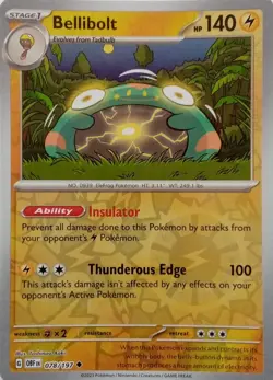 078/197 BELLIBOLT REVERSE HOLO OBSIDIAN FLAMES POKEMON CARD - Image 1
