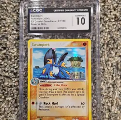 CGC 10 Swampert EX Crystal Guardians 27/100 2006 Reverse Holo Pokemon - Image 1