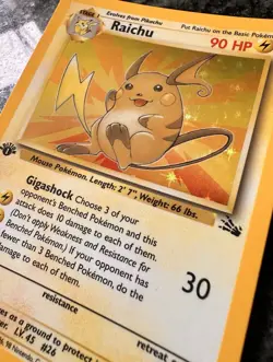 Pokemon 1999 Fossil Raichu Holo 1st Edition 14/62 - Image 2