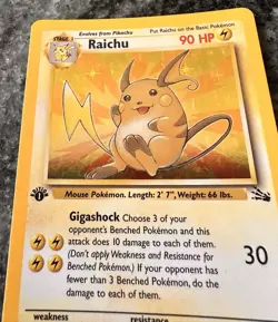 Pokemon 1999 Fossil Raichu Holo 1st Edition 14/62 - Image 4