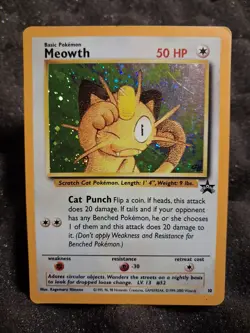 Pokemon Meowth 10 Black Star Promo Holo Game Boy GB Vintage WOTC LP TCG Rare - Image 2