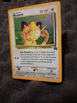 Pokemon Meowth 10 Black Star Promo Holo Game Boy GB Vintage WOTC LP TCG Rare - Image 3