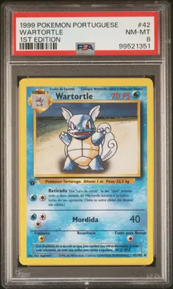 1999 POKEMON PORTUGUESE 1ST EDITION #42 WARTORTLE PSA 8 - Image 1