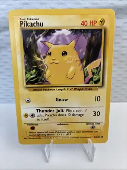 Vintage Pokemon TCG Yellow Cheek Pikachu - 58/102 Base Set 1999 WOTC NM Rare - Image 1