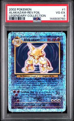 2002 POKEMON LEGENDARY COLLECTION #1 ALAKAZAM-REVERSE FOIL PSA 4 - Image 1