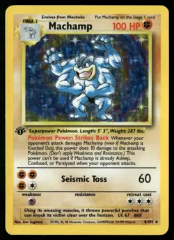 Pokemon Machamp Deck Exclusives 1st Edition 8/102 Holo Rare LP - Image 1