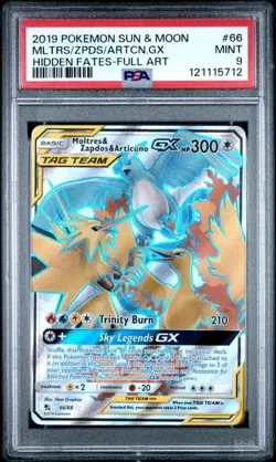 PSA 9 Moltres & Zapdos & Articuno GX #66 - Hidden Fates - Pokemon TCG MINT - Image 1