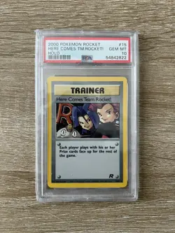 2000 POKEMON ROCKET UNLIMITED #15/82 HERE COMES TEAM ROCKET!-HOLO PSA 10 - Image 1