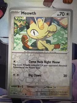 Meowth 052/165 Common 151 Pokemon Reverse Holo LP ~22379 - Image 1
