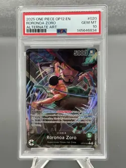 2025 ONE PIECE OP12-020 LEGACY OF THE MASTER RORONOA ZORO ALT ART LEADER PSA 10 - Image 1