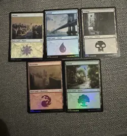Marvel's Spiderman (SPM) MTG Magic (x5) Basic Lands Foil - Image 1