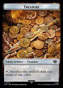 Elf Warrior - Treasure 0011-0012 Double Sided Token LOTR Commander MTG NM - Image 2