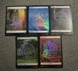 Marvel's Spiderman (SPM) MTG Magic (x5) Basic Lands Web Full Art Foil - Image 1