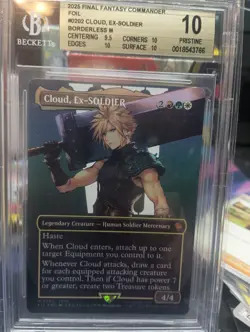 BGS 10 Pristine Final Fantasy Cloud, Ex-Soldier Borderless Foil MTG - Image 1