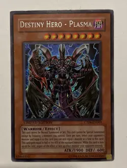 YuGiOh! Destiny Hero - Plasma CT04-EN003 Secret Rare Limited Edition - Image 1
