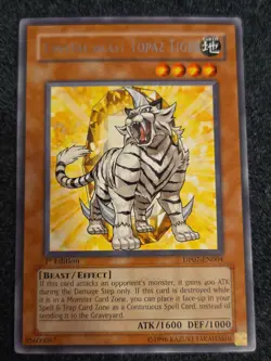 *Misprint* Yugioh Crystal Beast Topaz Tiger DP07-EN004 Rare 1st Ed NM Faded Name - Image 1