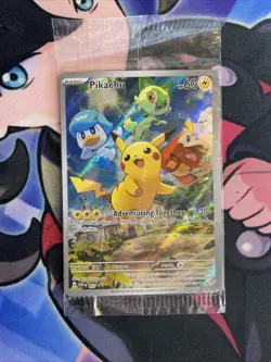 Pokemon Sealed Pikachu 27 SV Scarlet Violet Promo Card Black Star Rare New Holo - Image 1
