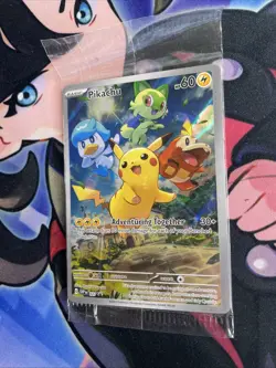 Pokemon Sealed Pikachu 27 SV Scarlet Violet Promo Card Black Star Rare New Holo - Image 2