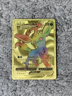Pokemon Leafeon VMax HP310 Grass Knot Rare Gold Accents Foil Fan Art Card - Image 1
