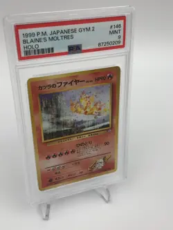 1999 POKEMON JAPANESE GYM 2 Trading Card BLAINE'S MOLTRES HOLO #146 graded PSA 9 - Image 1