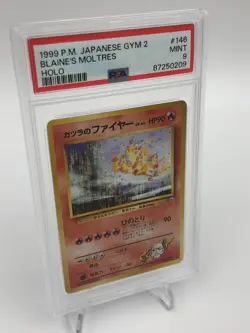 1999 POKEMON JAPANESE GYM 2 Trading Card BLAINE'S MOLTRES HOLO #146 graded PSA 9 - Image 2
