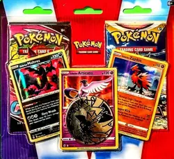 Pokemon TCG: Moltres Articuno Zapdos Cards with 2 Booster Packs & Coin - Image 3