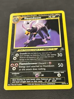 Pokemon TCG Houndoom Neo Discovery Rare Vintage Card 23/75 First Edition LP - Image 1