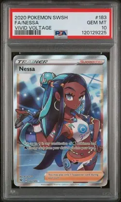 PSA 10 Nessa (Full Art) 183/185 Vivid Voltage Holo Pokemon Trainer Rare Full Art - Image 1