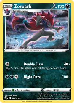Zoroark 171/264 Uncommon Fusion Strike Pokemon Reverse Holo NM/M - Image 4