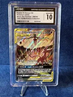 2020 Pokemon EN Tag Team Black Star Promo Espeon & Deoxys # SM240 CGC 10 - Image 1