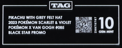 2023 SVP Pokemon X Van Gogh Promo #085 Pikachu With Grey Felt Hat TAG 10 (954) - Image 3