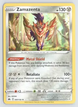 Zamazenta 097/159 Pokemon Crown Zenith Holo Rare Near Mint - Image 1