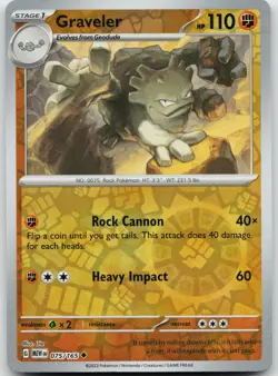 Graveler 075/165 Uncommon 151 Pokemon Reverse Holo Near Mint - Image 1