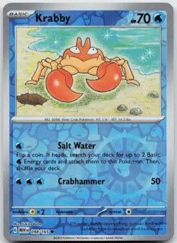 Krabby 098/165 Common 151 Pokemon Reverse Holo Near Mint - Image 1
