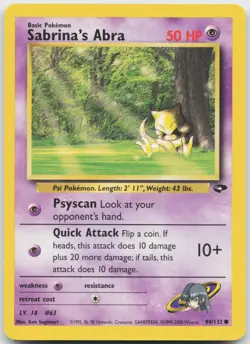 Sabrina's Abra 94/132 Common Gym Challenge Pokemon Unlimited Near Mint - Image 1