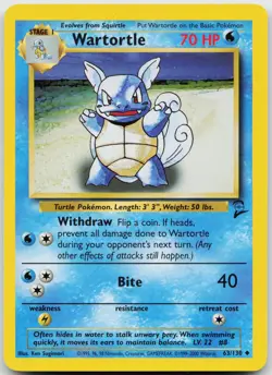 Wartortle 63/130 Uncommon Base Set 2 Pokemon Near Mint - Image 1
