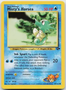 Misty's Horsea 87/132 Common Gym Challenge Pokemon Unlimited Near Mint - Image 1