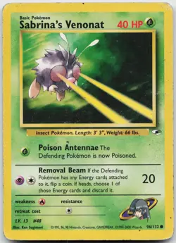 Sabrina's Venonat 96/132 Common Gym Heroes Pokemon Unlimited Moderately Played - Image 1